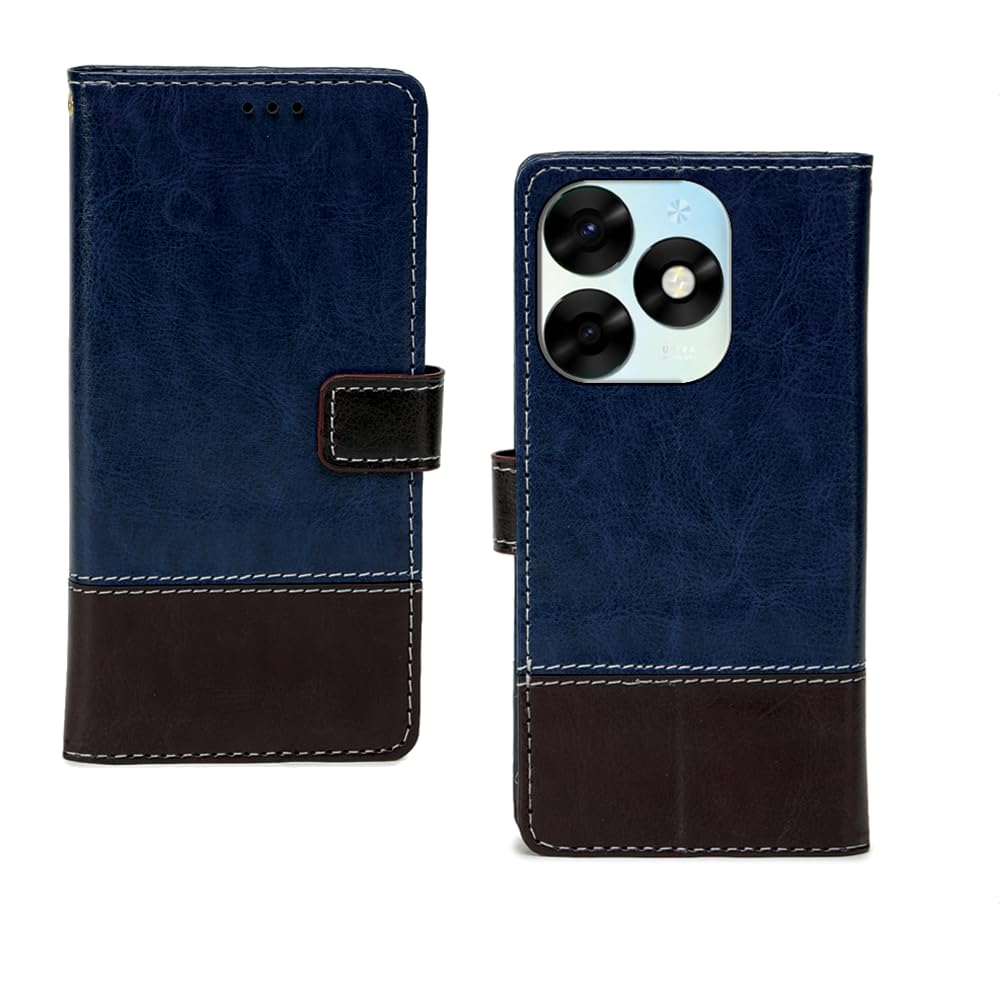 Inktree ITEL S23 Plus Flip Cover | Premium Leather Finish Flip Cover | with Card Pockets | Wallet Stand |Complete Protection Flip Cover for ITEL S23 Plus - Blue and Coffee (B0CNHDS648) Amazon Price History, Amazon Price Tracker