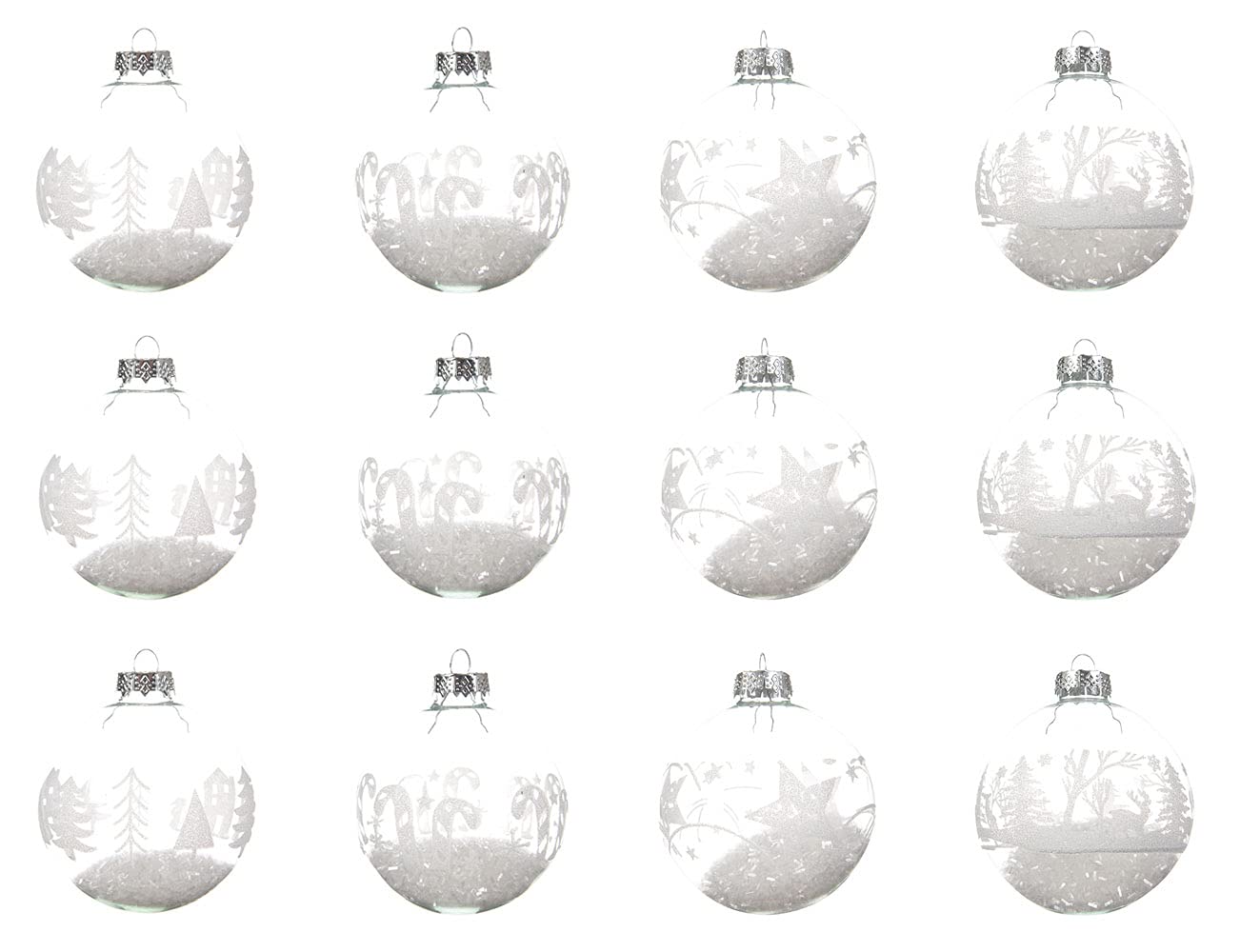 Boules de Noël en verre blanchi Decoris 8cm l'élégance du fait main