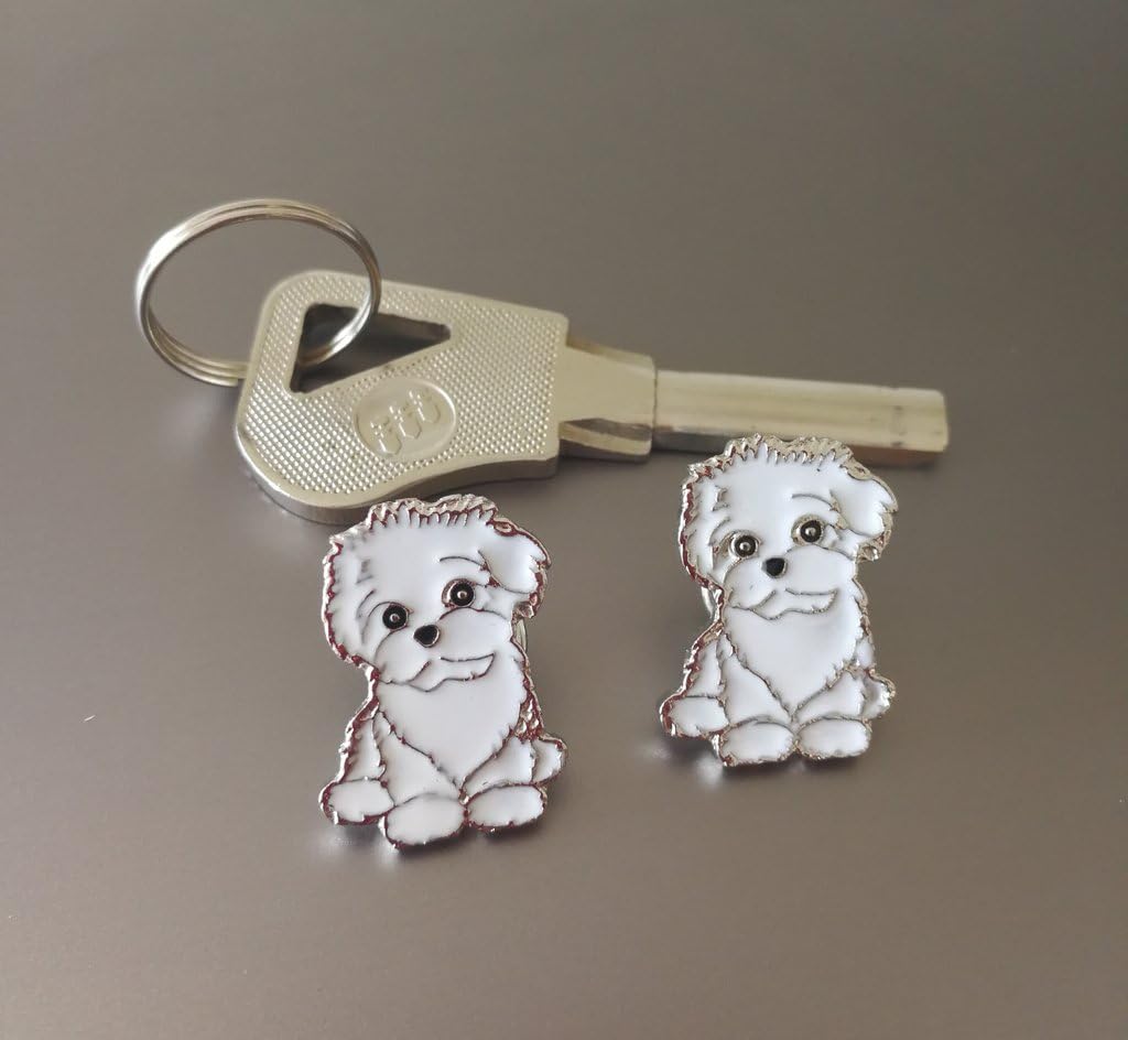 Lovely Pug Dog Brooch Pet Brooch Corsage Metal Pin Badge Dog ID Tags Christmas Birthday Gift 2PCS (Bichon Frise)