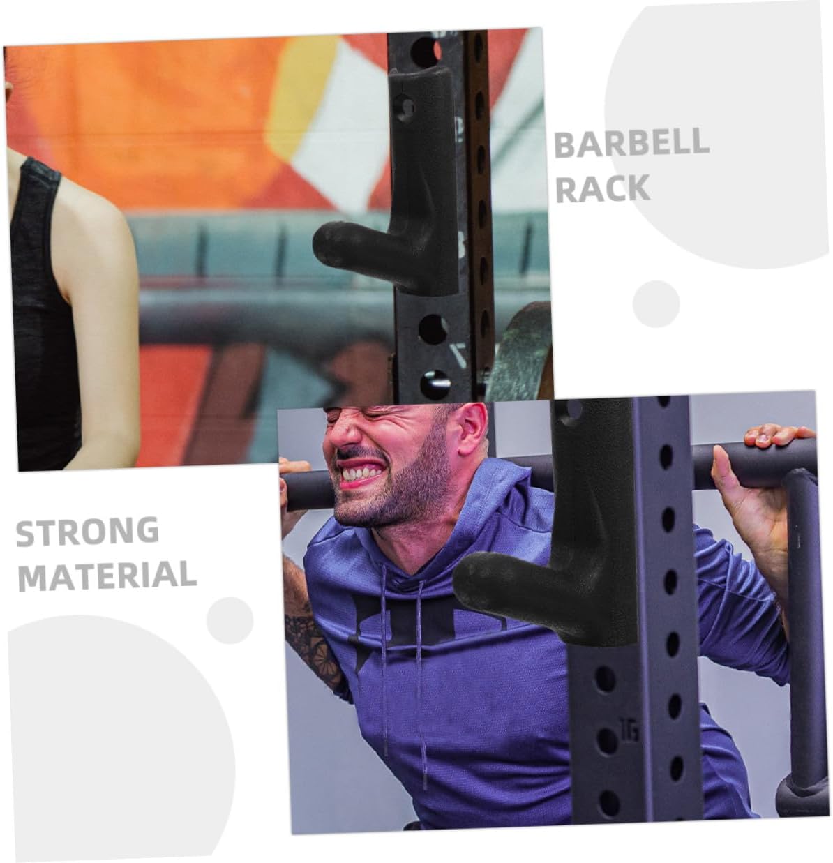 KALLORY 6pcs Wall Mounted Barbell Rack Stand Heavy Duty Dumbbell Rack Single Hook Weight Holder Horizontal Barbell Storage for Home Gym Strength Training