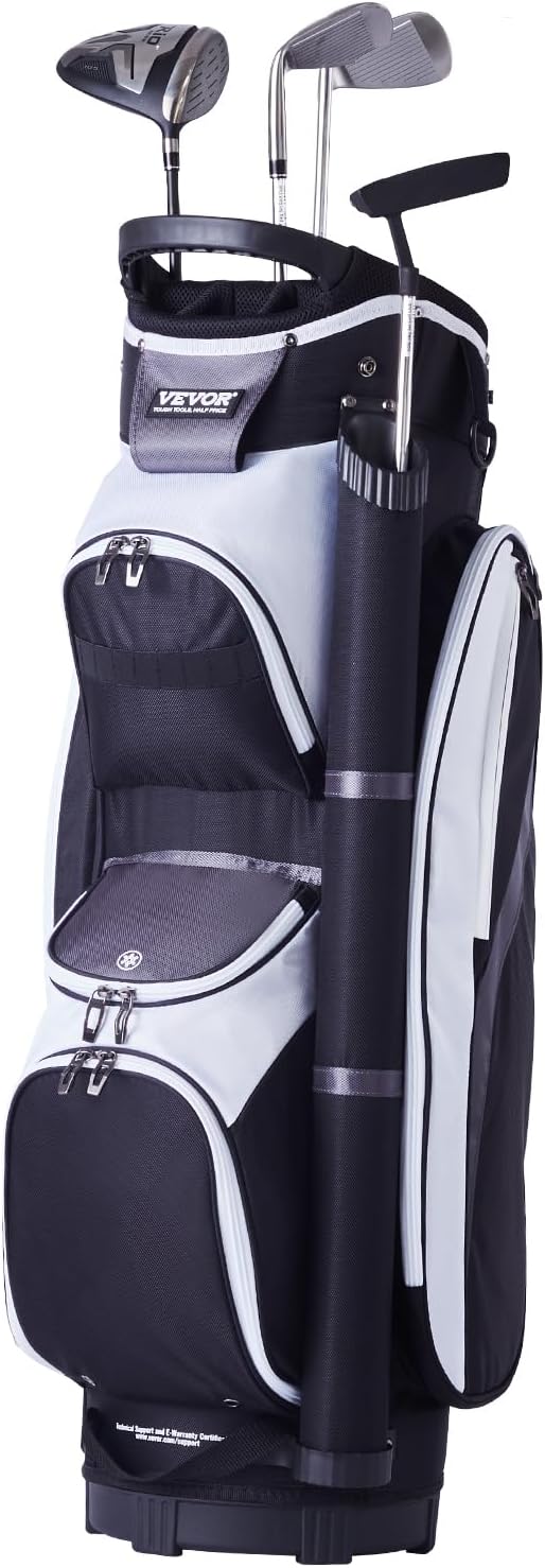 VEVOR Golf Cart Bag with 14 Way Organizer Divider Top, Premium Cart Bag with Stand, Durable Golf Bags with Handles & Dust Cover & Detachable Dual Strap for Men & Women