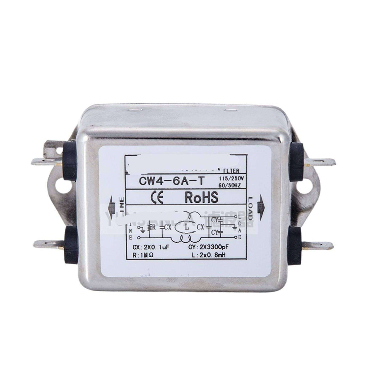 Filtro de Potencia CW4, Filtro Ruido antiinterferencias, 220 V, 3 A, 20 A, 10 A, enchufable, una Sola Etapa, Mejorado | CW4-6A-T