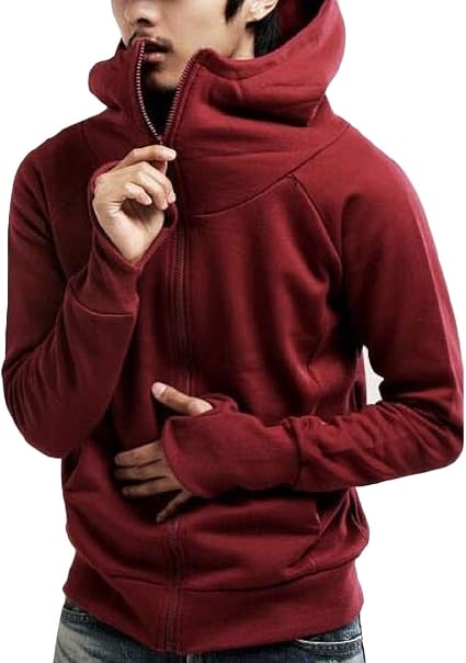 VSKA Mens Hoodie Zip Sudaderas Cuello Alto Lounge sólida Chaqueta de  Bolsillo Wine Red M : Amazon.com.mx: Ropa, Zapatos y Accesorios
