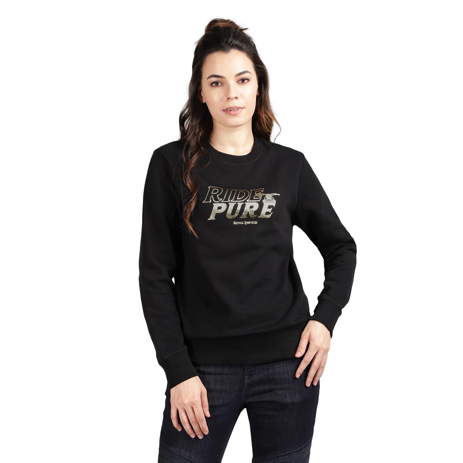 Royal Enfield Women's Ride Pure Sweatshirt (Size: XL)-SSA240012-BLACK
