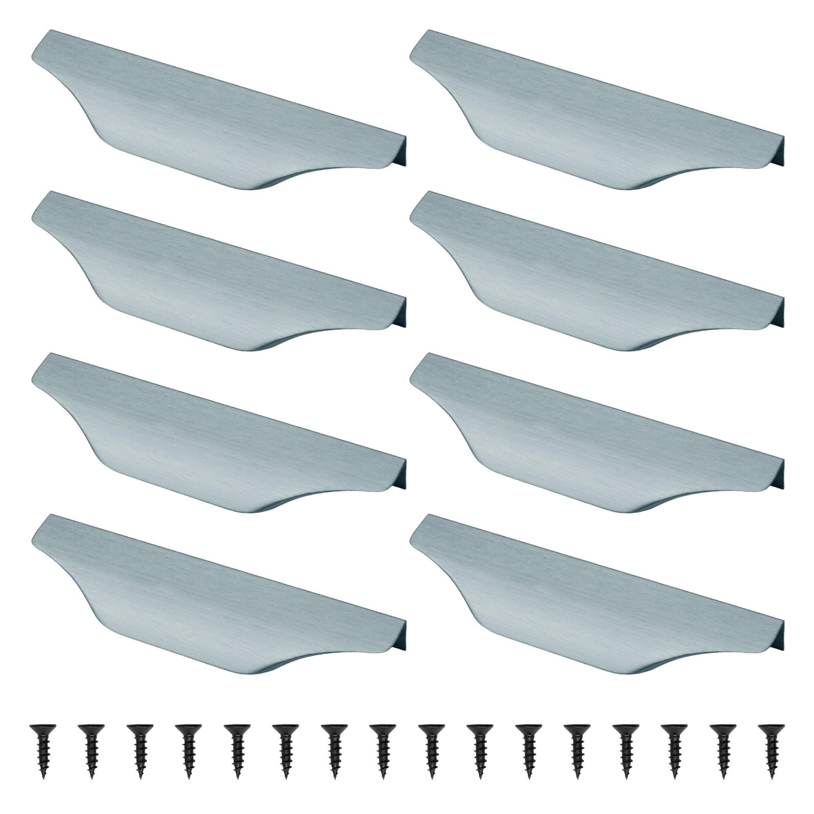 MOROBOR 8PCS Mount Finger Edge Pull Handle, Finger Pulls Aluminum Concealed Handle Furniture Drawer Handles for Home Kitchen Door Drawer Cabinet with Screws (150mm/Brushed Gray)