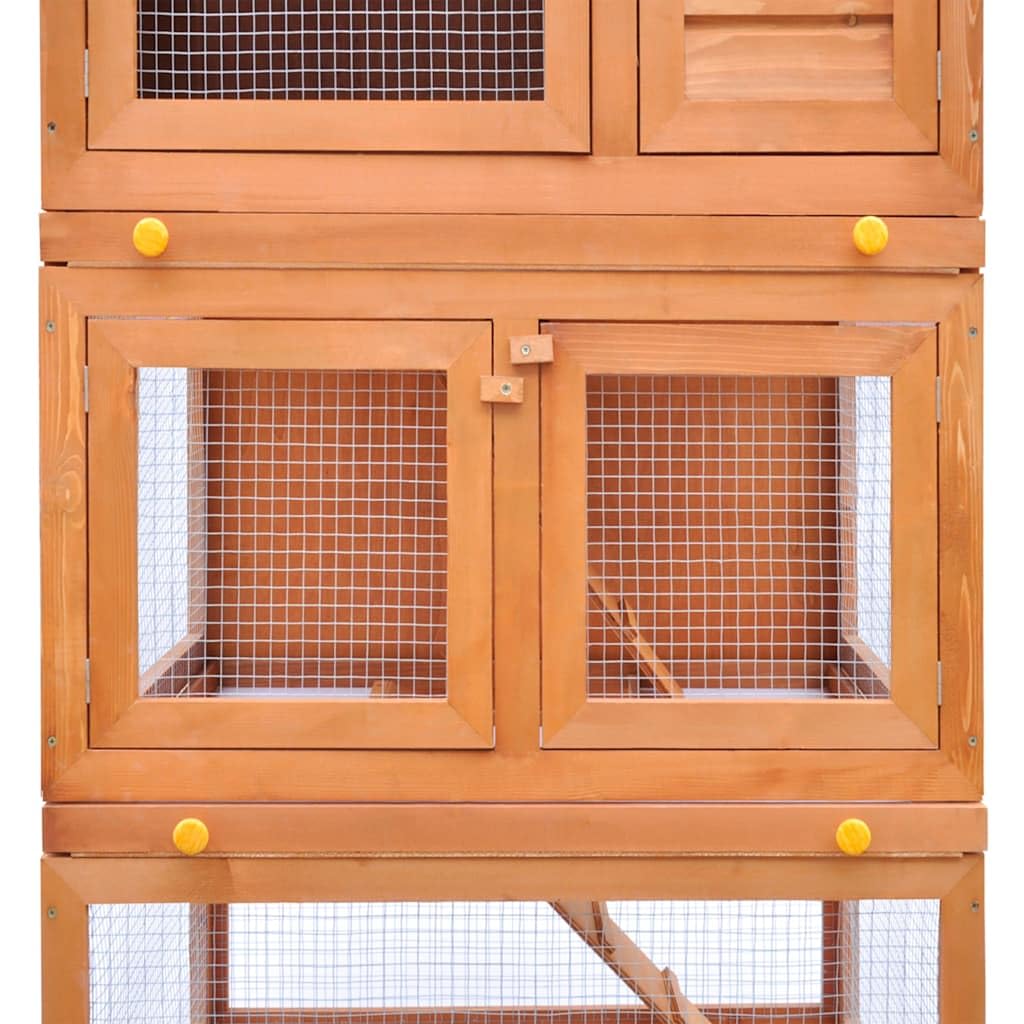 Mangloder - Conejera para animales pequeños, 3 niveles, madera, jaula para conejos y cobayas, con techo impermeable, escaleras, cajones, adecuado para exteriores, balcón y jardín