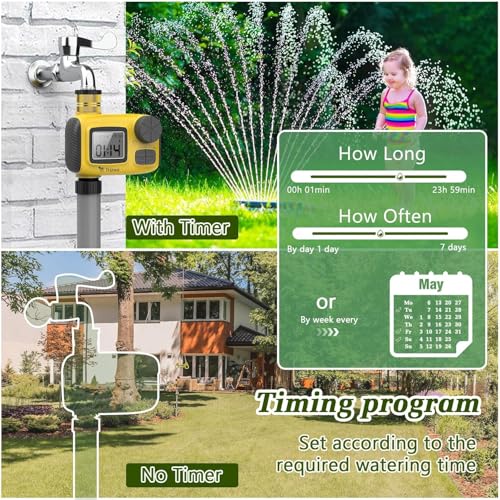 TRJZWA Sprinkler Timer for Outdoor,2025 Brass Inlet Release Water Timer for Garden Irrigation Hose Timers with Rain Delay and Manual Irrigation for Garden,Lawn,Yard Watering System