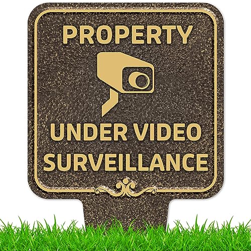 Image of Property Under Video Surveillance Sign, 11x21, Heavy Duty Integrated Ground Stakes, Indoor /Outdoor Use, Rust Free Aluminum Composite, Made in USA by My Sign center