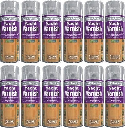 12 x 400ML Yacht Varnish Clear - Wood Varnish Professional Gloss Finish Spray Wood Color Paint
