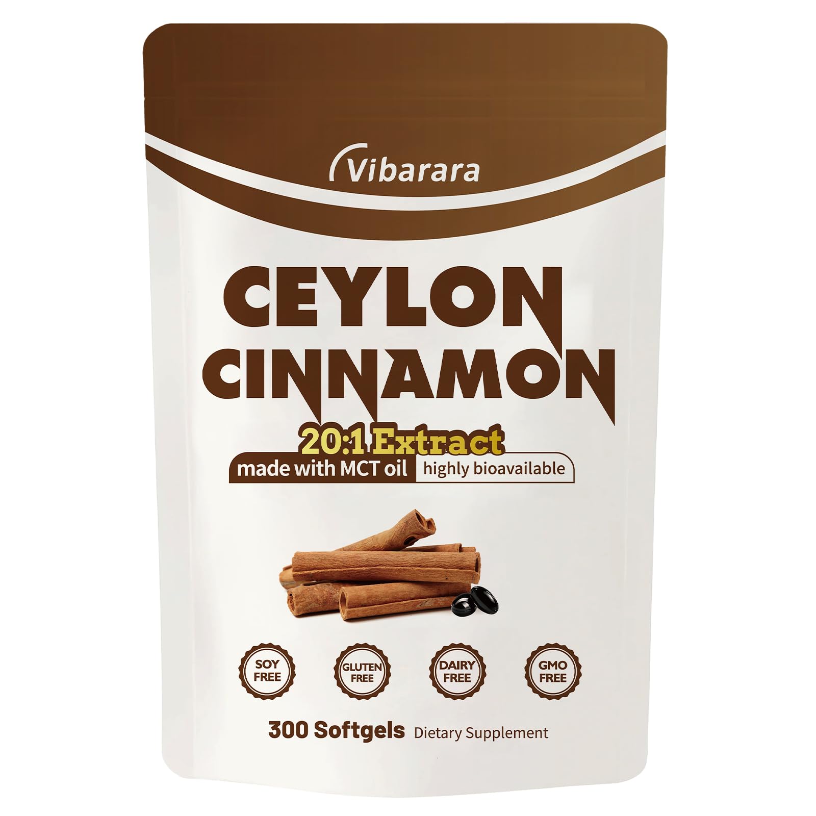 2-in-1 Ceylon Cinnamon Softgel,with MCT Oil,Support Energy&Metabolism