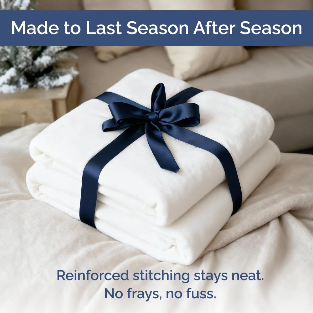 Ultra Soft Fleece Blanket Queen Size - Flannel Fleece Luxury Queen Blanket - Lightweight for Couch Bed Chair - Thick, Warm and Breathable - All Season