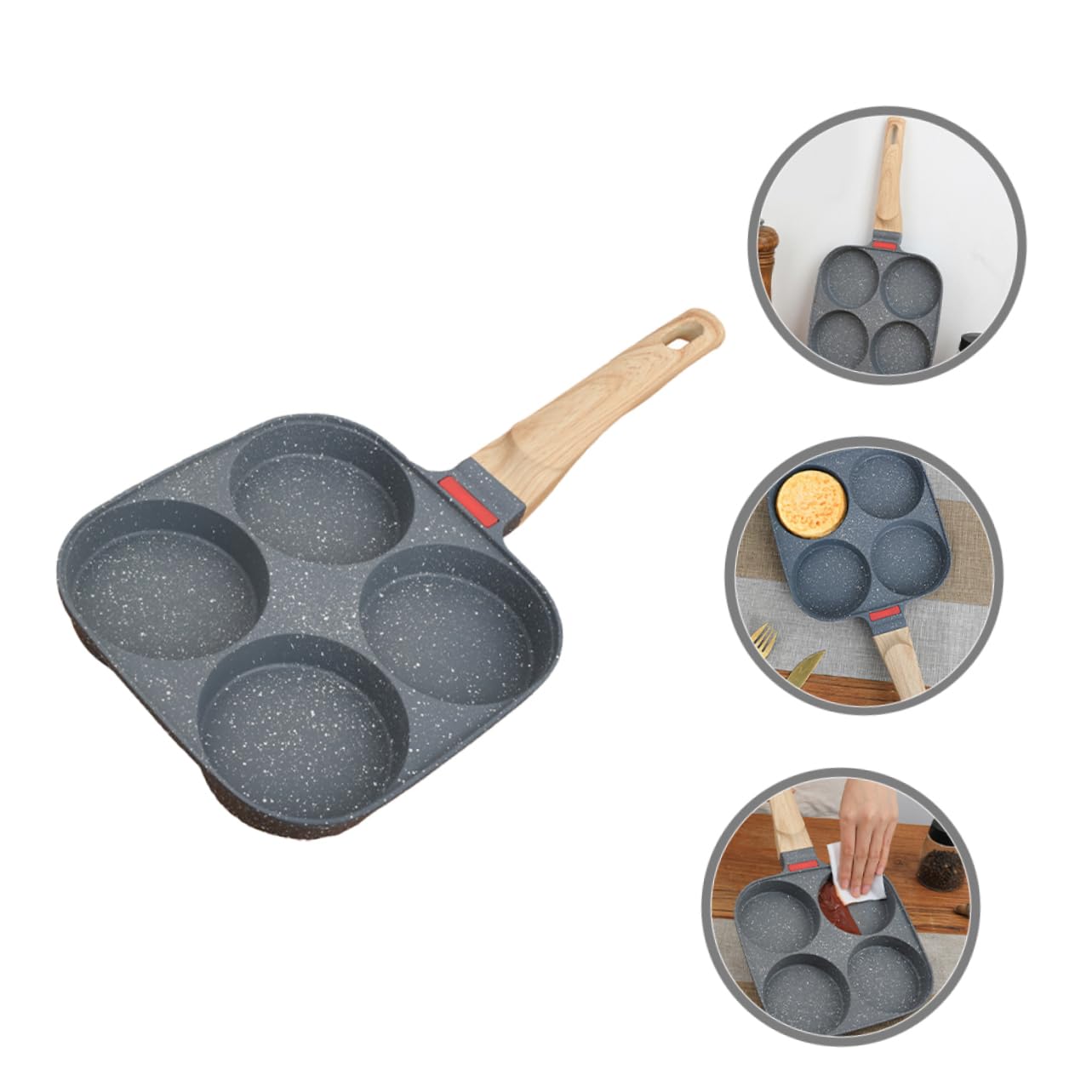 MAGICLULU Padella per Uova a 4 Fori Coperchio, in Lega di Alluminio, Fondo Sagomato, Antiaderente per Colazione e Hamburger in Cucina di Casa