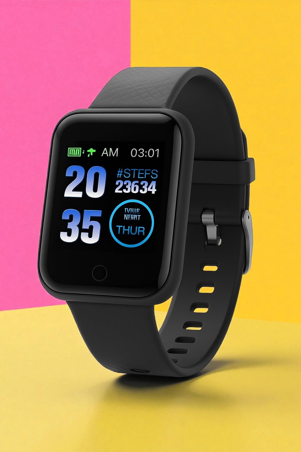 Smart Fitness Watch with Heart Rate Monitor, Activity Tracker, Step Counter, Sleep Monitor, Color Display, Black Silicone Band, Compatible with Android and iOS-image-6