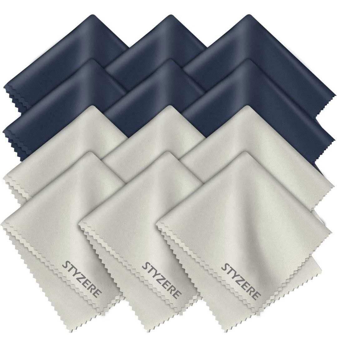 Styzere 12 Pack Ultra Premium Microfiber Cleaning Cloth (18x15cm / 6x7 inch) for Eyeglasses, Mobile Phones, Screens, Laptops & More, Navy Blue & Grey-image-35