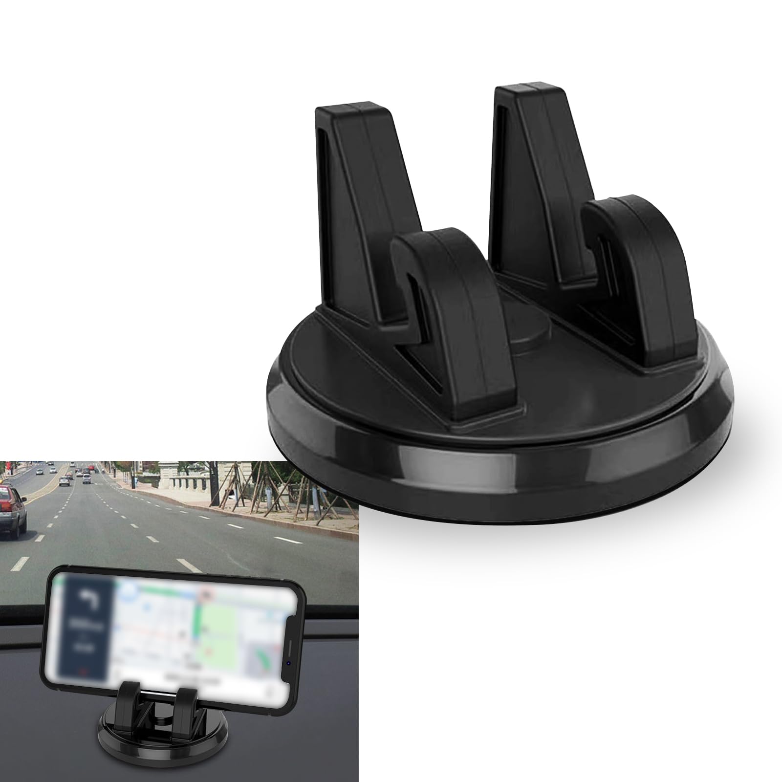 1 PC Car Dashboard Cell Phone Holder, Phone Fixing Device 360 Degree Rotating Navigation Bracket, Automobile Interior Accessories, Compatible with for Most Cars, SUVs and Vans (Black)
