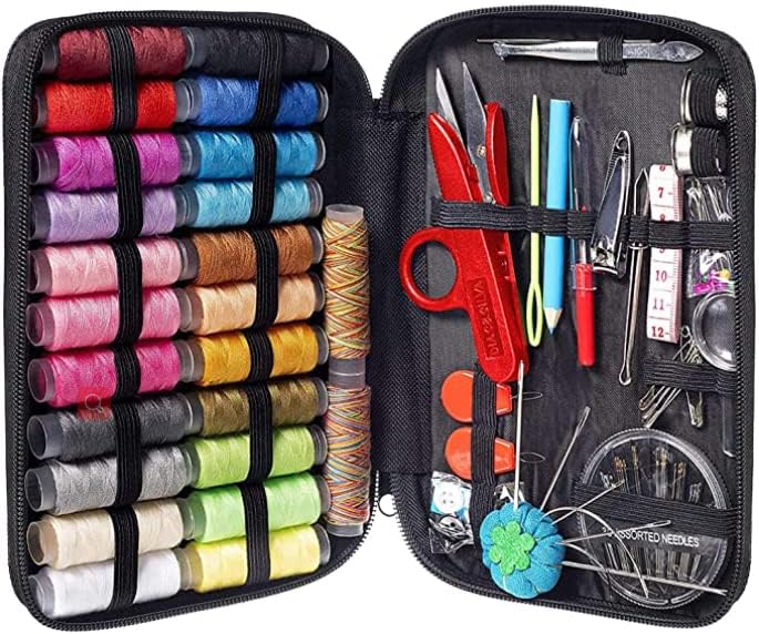 MYFOXI Sewing Kit for Adults, Kids, Home, Travel, Sew Repair, – 101pc Deluxe Mini Sewing Supplies Set with Thread and Needle, Stitch Ripper, Buttons, Safety Pins, Zippered Organizer Sew Box (101)