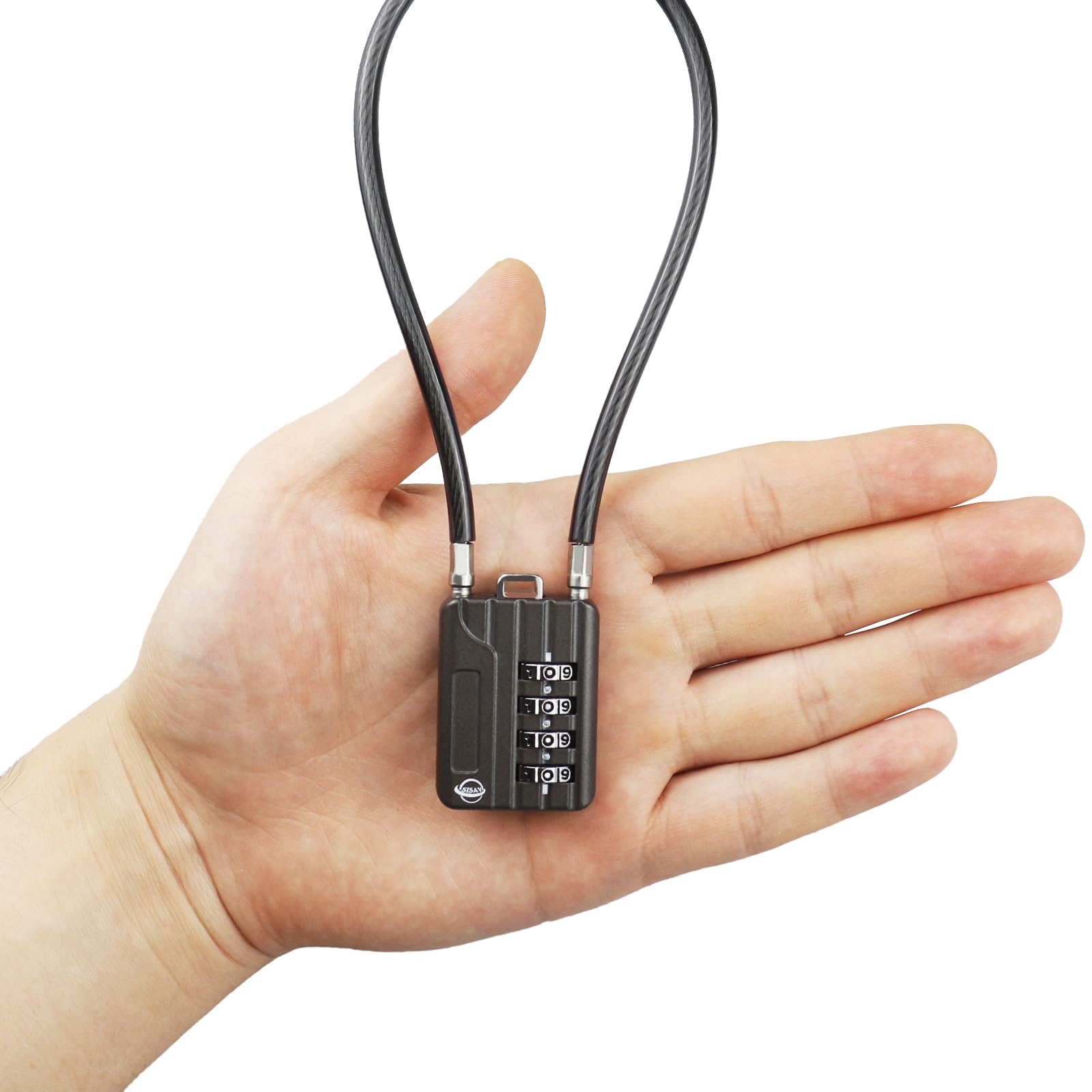 2 Cadenas à Combinaison 4 Chiffres Avec Câble 30cm - Pour Casier, Sac, Valise - Noir