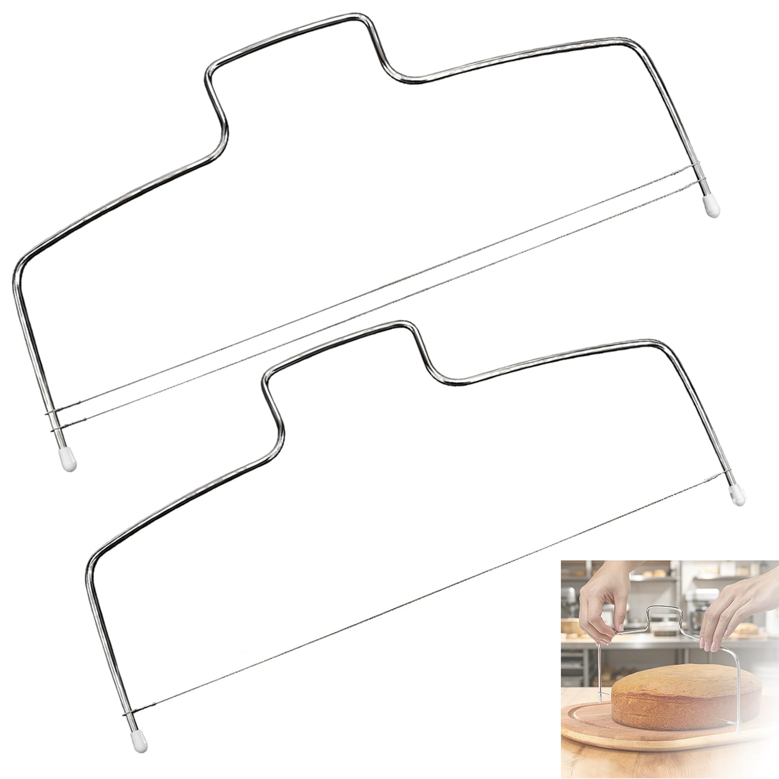 GIONAR Coupe-gâteau en Acier Inoxydable Réglable, 2 Pièces Lame Simple/Double pour Layer Cake