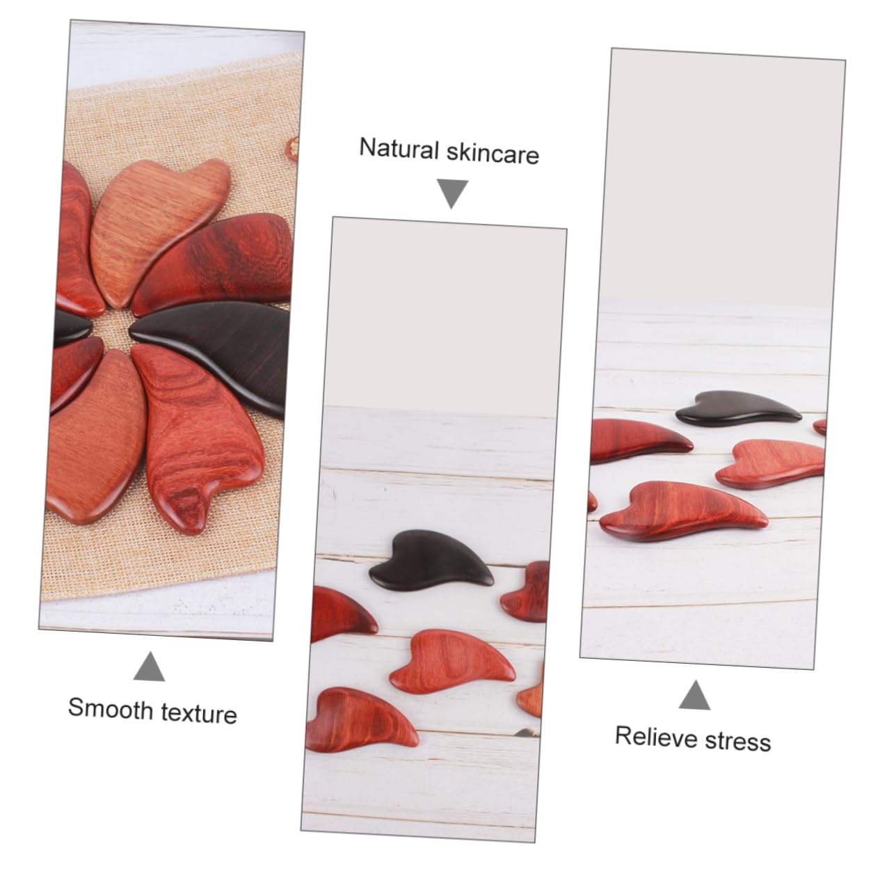 Healeved 3piezas Masajeador Facial De Madera Tabla De Scraping Natural Para Aliviar Tensiones De y Relajación Para Cara Cuello y