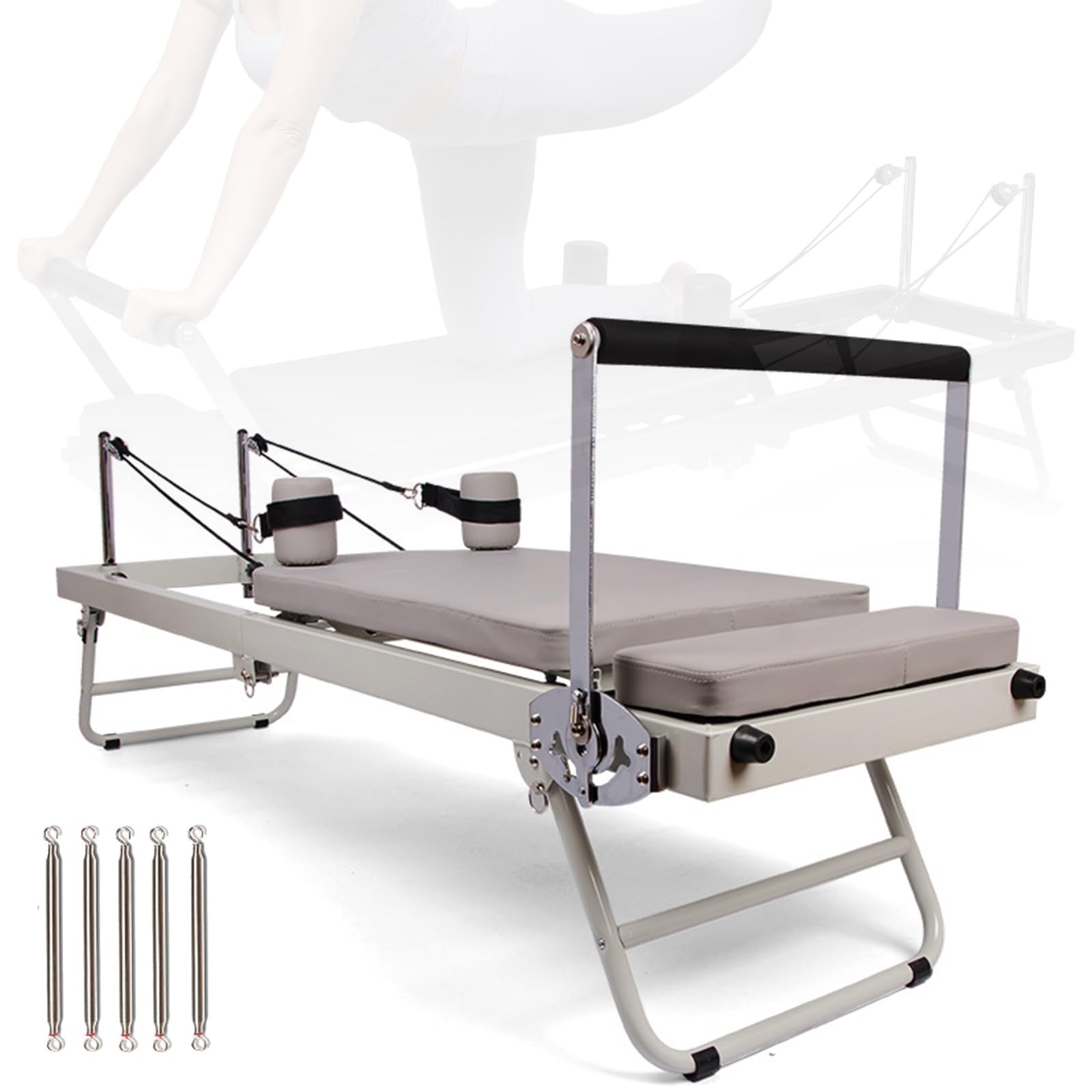 Pilates Reformer Machine Multipurpose Foldable Reformer Pilates Board Adjustable Intensity Pilates Bed Body Resistance Reformer