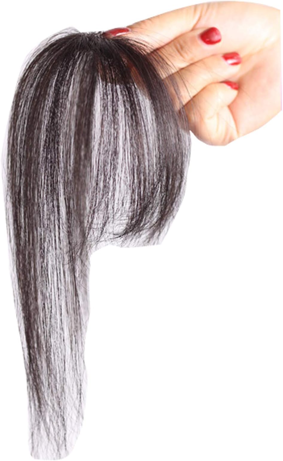 TOPJIN Clip in Straight Human Hair Extensions 3D Thinning Fringe Bangs Wigs Top Toupee Hair Piece Nature Color