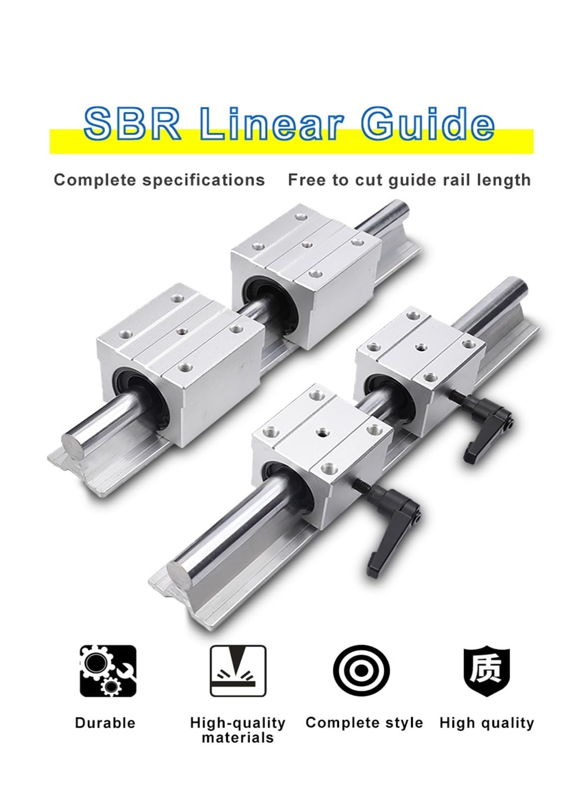 Ferrovia Lineare, Set di guide lineari da 2 pezzi SBR20 Guida lineare 200mm-1500mm con blocchi 4 SBR16UU Movimento fluido for parte CNC