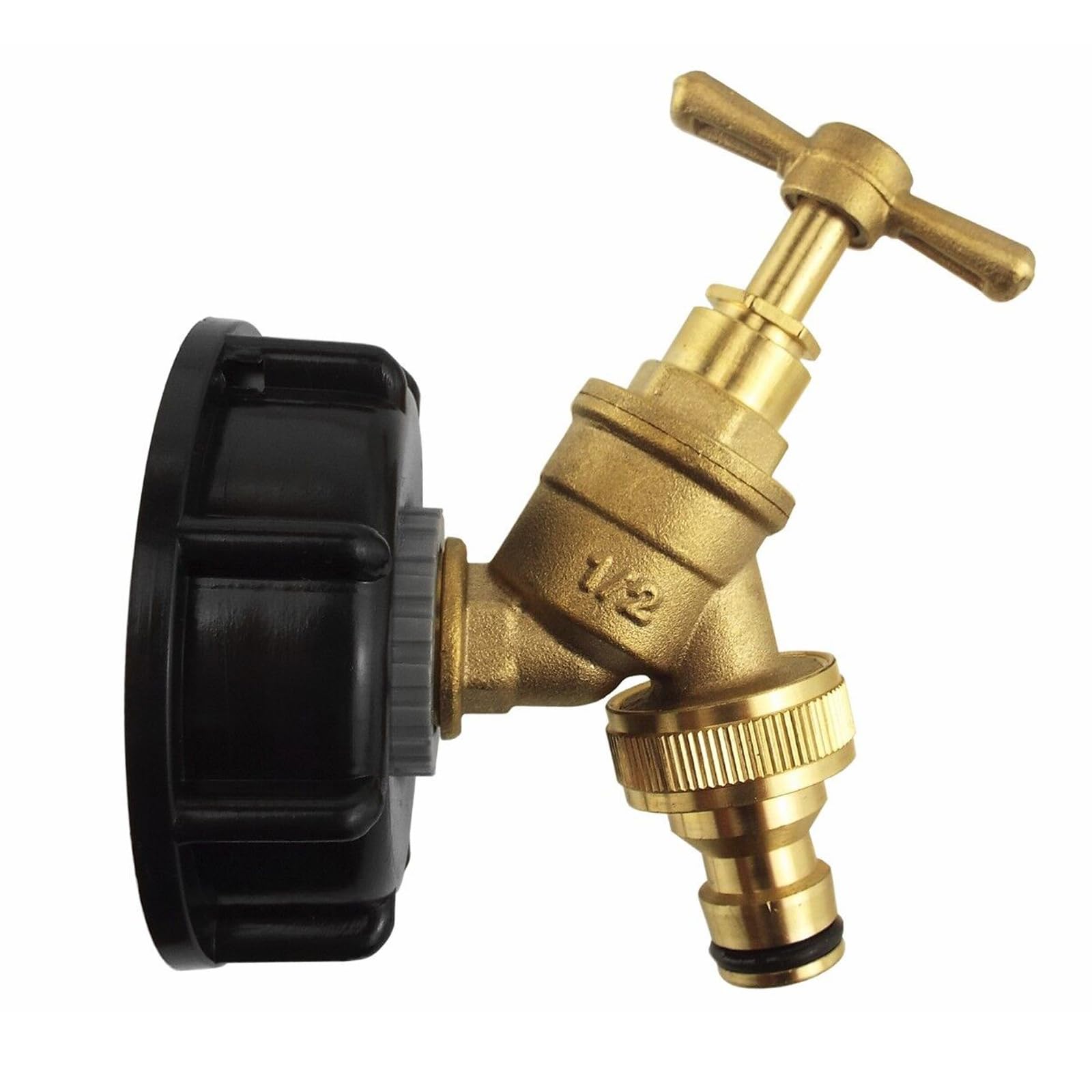 IBC Tank Fittings Selection - S60x6 & S100x6 Adapters - Male, Female, Threaded, Barbed, Valves, Spouts, MDPE Options (IBC Brass bib Quick (s60x6))