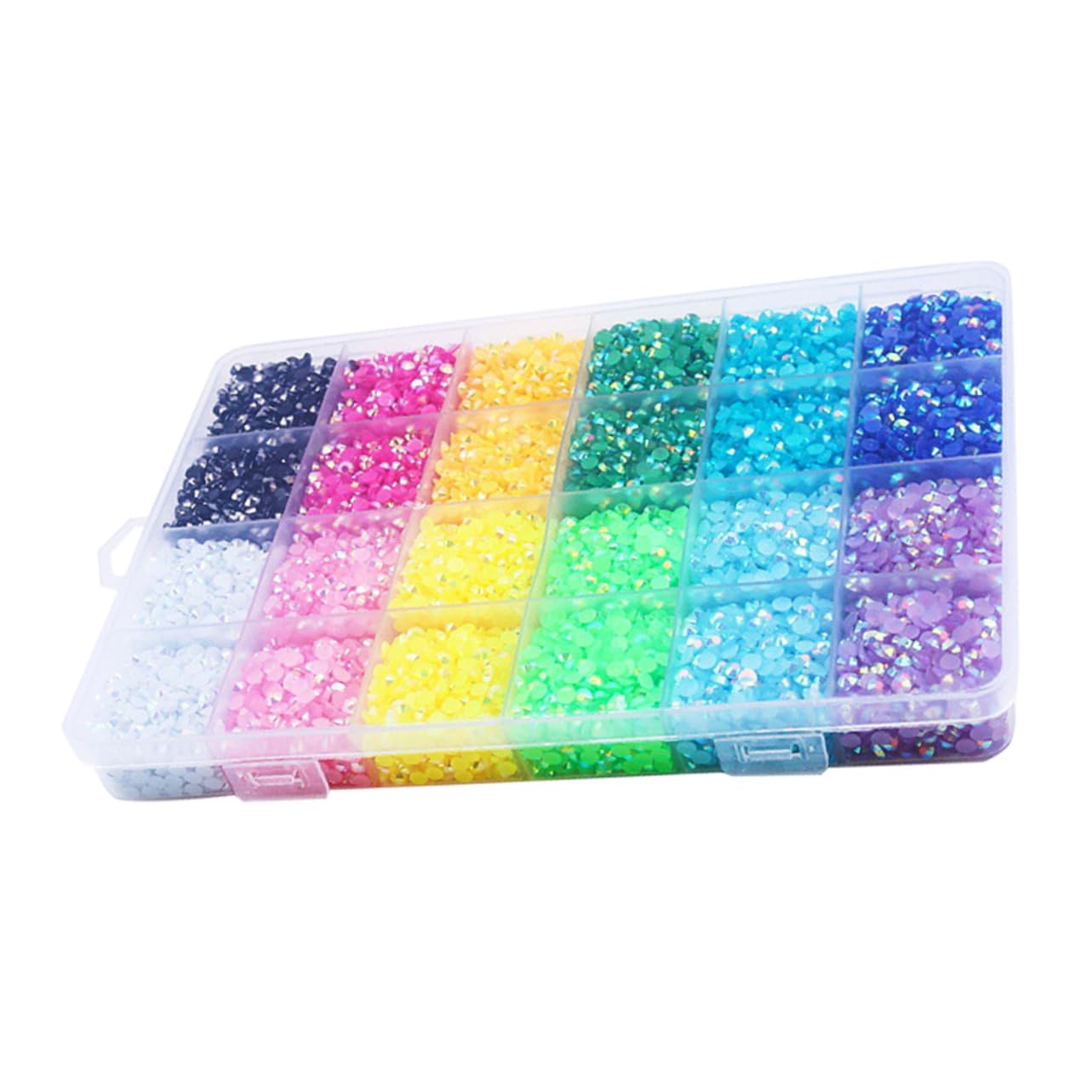 IWOWHERO Unique Smooth Surface Jelly Resin Drill 24 Pack Nail Diamond Ornaments for Home/Salon Gel Nail Decorations