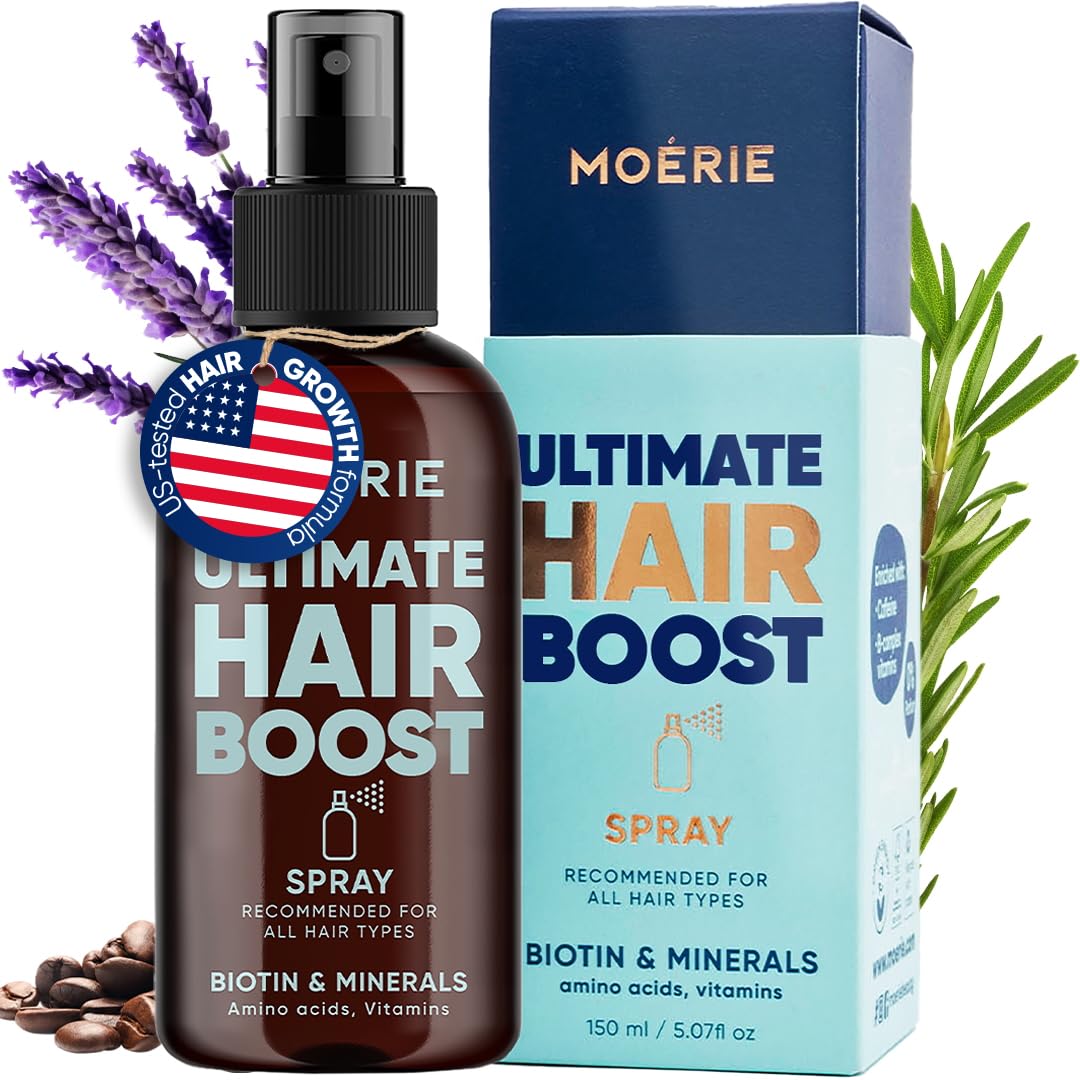 Ultimate Mineral Hair Growth Spray – For Longer, Thicker, Fuller Hair - with Biotin & Caffeine - Vegan Hair Products – Paraben Free – All Hair Types – Reverse Hair Loss - 1 month supply