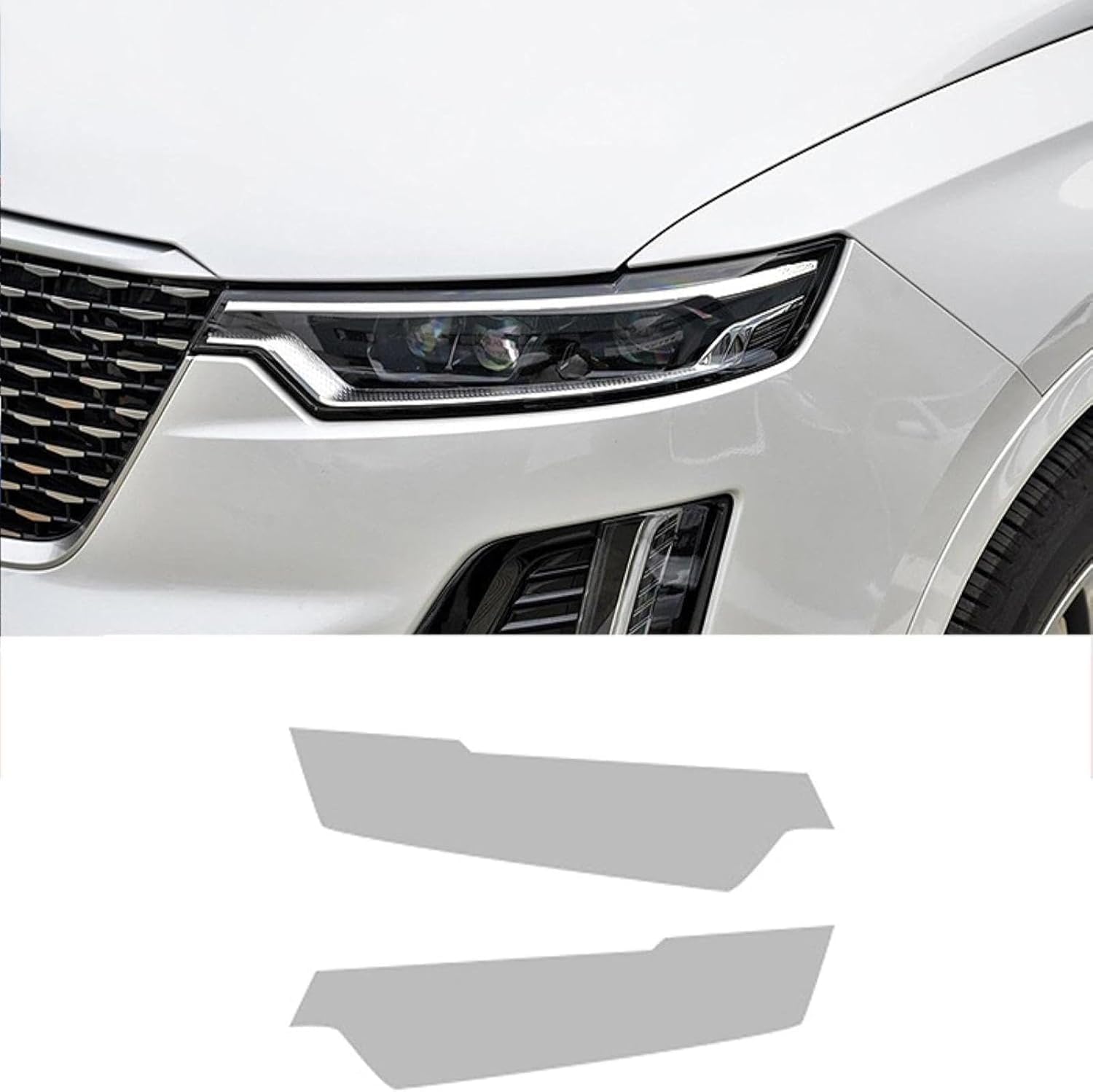 SamLng Car Front Light Film for Cadillac XT6 2020 2021 Car Headlight Film Front Light Transparent Blackened Moulding Vinyl Protection Sticker Car Light Film