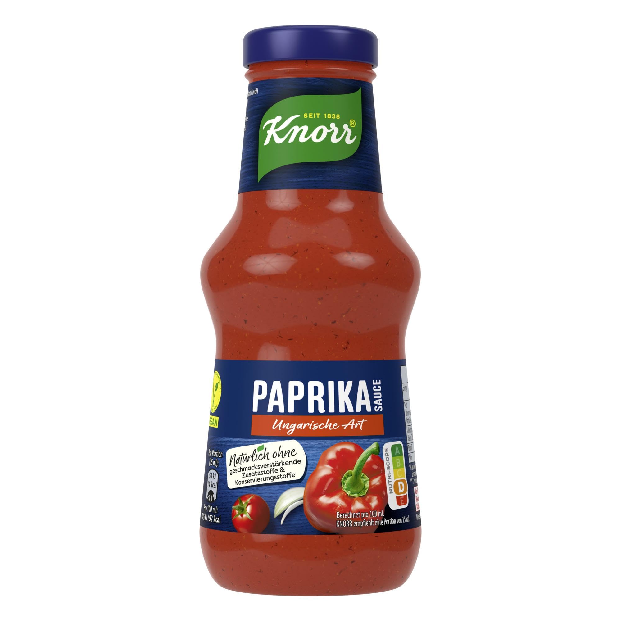 Knorr Paprika Sauce Ungarische Art leckere Grillsauce ohne geschmacksverstärkende Zusatzstoffe und Konservierungsstoffe 250 ml