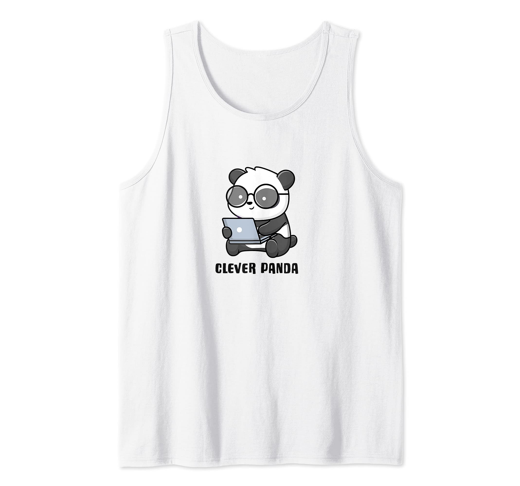 Cute Clever Panda Bear Smart Glasses Laptop Tank Top