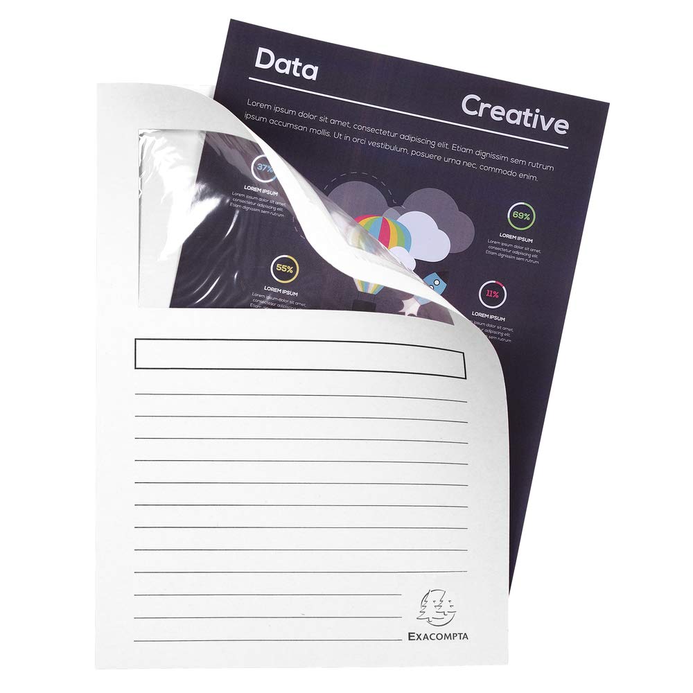 Exacompta - Réf. 50100E - Paquet de 100 chemises à fenêtre sans plastique Forever® 120 g/m² - couleurs vives - 100% recyclées et certifiées Ange Bleu - dimensions 22x31cm pour A4-10 couleurs assorties