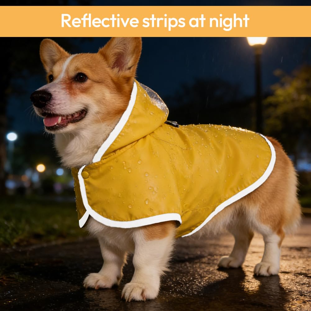 Manteau de pluie pour chien - Imperméable - Avec capuche et bandes réfléchissantes - Veste de pluie réglable pour chiens de petite, moyenne et grande taille (S)