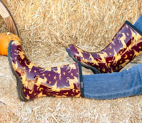 Sloggers Waterproof Garden Rain Boots for Women - Cute Mid-Calf Mud & Muck Boots with Premium Comfort Support Insole, (Horse Stars Barn Red), (Size 6) - Thumbnail 3