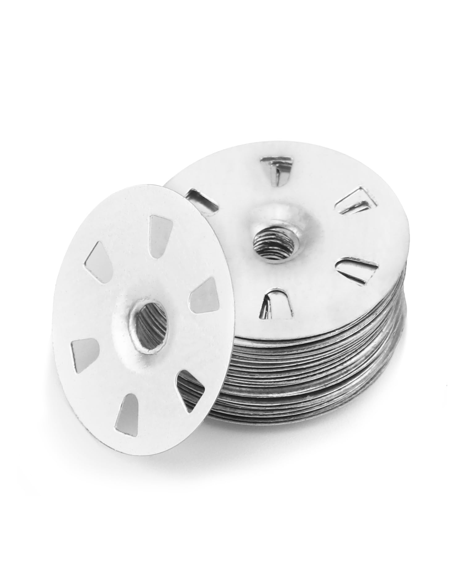 QWORK 500 szt. / opakowanie podkładki ze stali ocynkowanej o średnicy 35 mm z sześcioma otworami, łatwe mocowanie i odporne na korozję podkładki do płyt izolacyjnych, płyt gipsowo-kartonowych i płytek