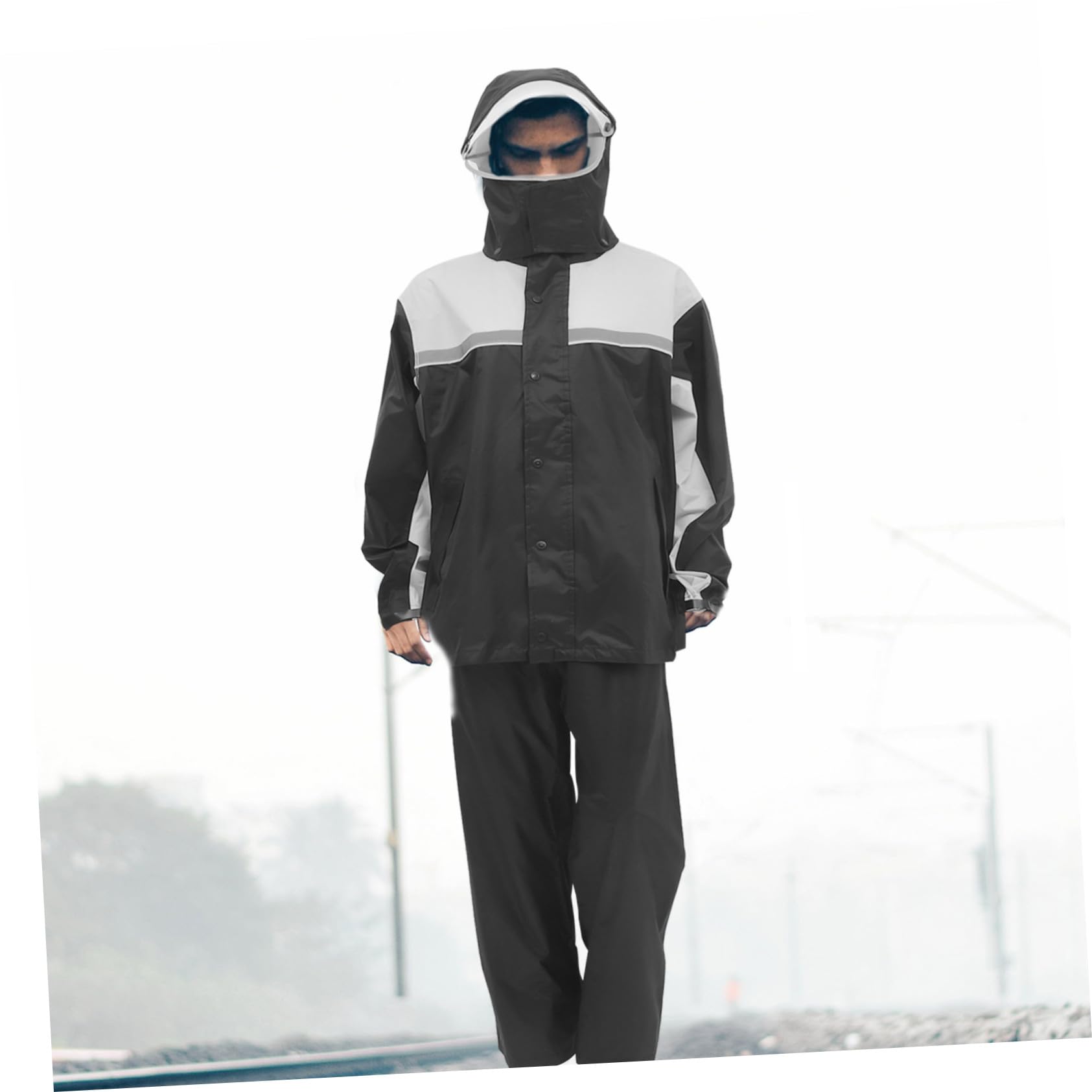 GARVALON Regenanzug Herren Motorrad Satz 2xl Winddicht Regenjacke Und Regenhose Mit Reflexstreifen Für Outdoor Motorradschutz