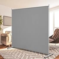 RANTILA 71" Grey Single Panel Room Divider - Freestanding Privacy Screen for Office, Bedroom, Hospital