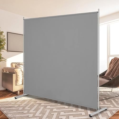 RANTILA Single Large Panel Room Divider Privacy Screen for Office Partition Room Separators Freestanding Room Divider 71W x 71H Grey