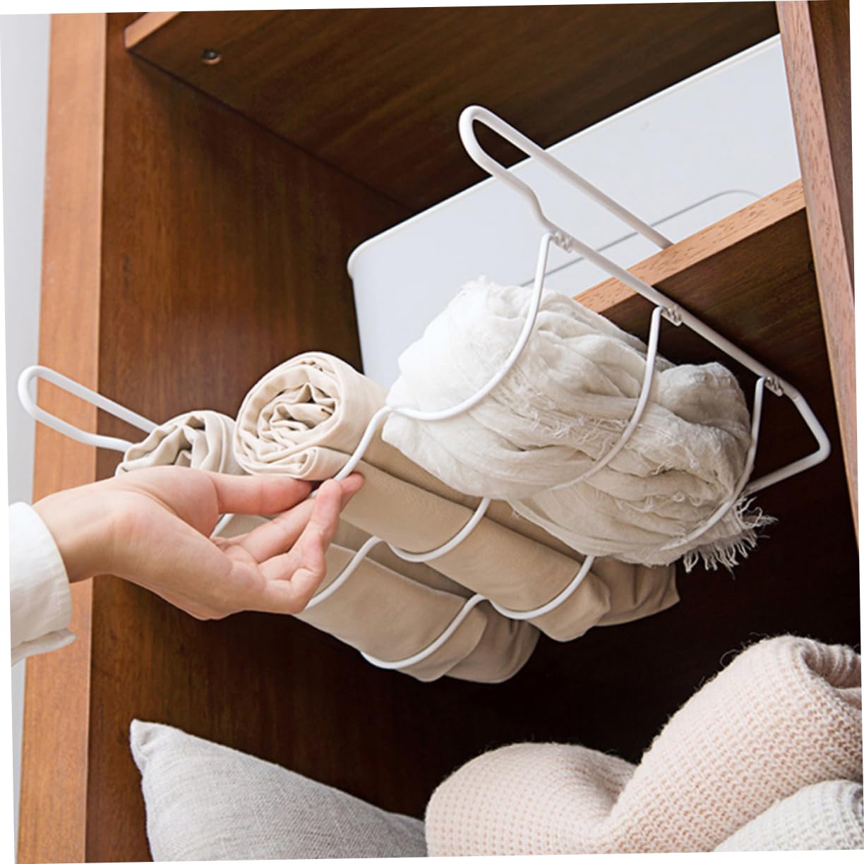 VINTORKY 1pc Iron Hanging Beer Rack Practical Refrigerator Storage Organizer for Wine Glasses Soda Cans and Beer Bottles for Kitchen Living Room and Bar White