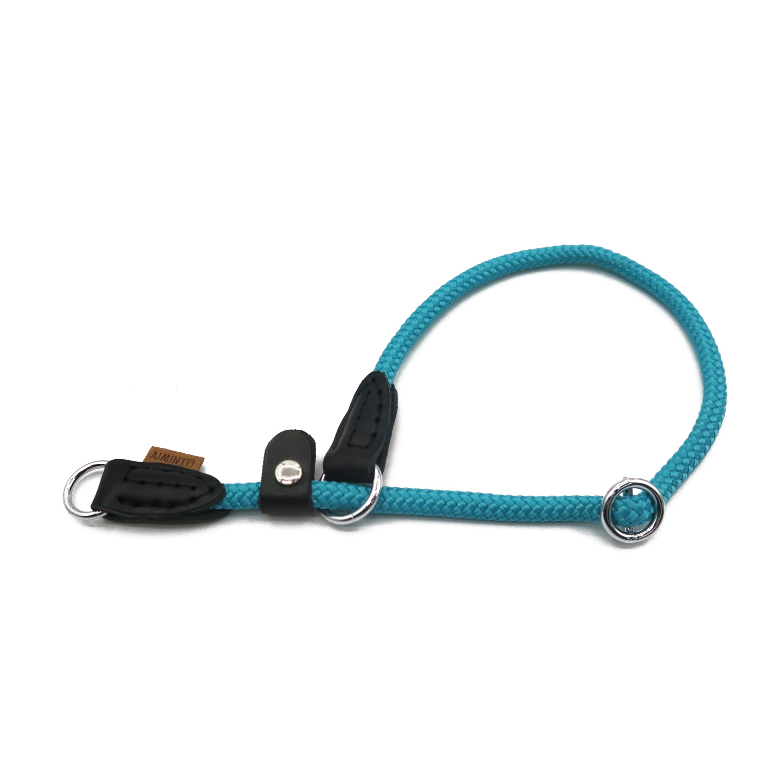 Aiminto Braided Round Martingale Dog Collar, Training Collar with Slidable Stop Ring and Adjustable Stopper