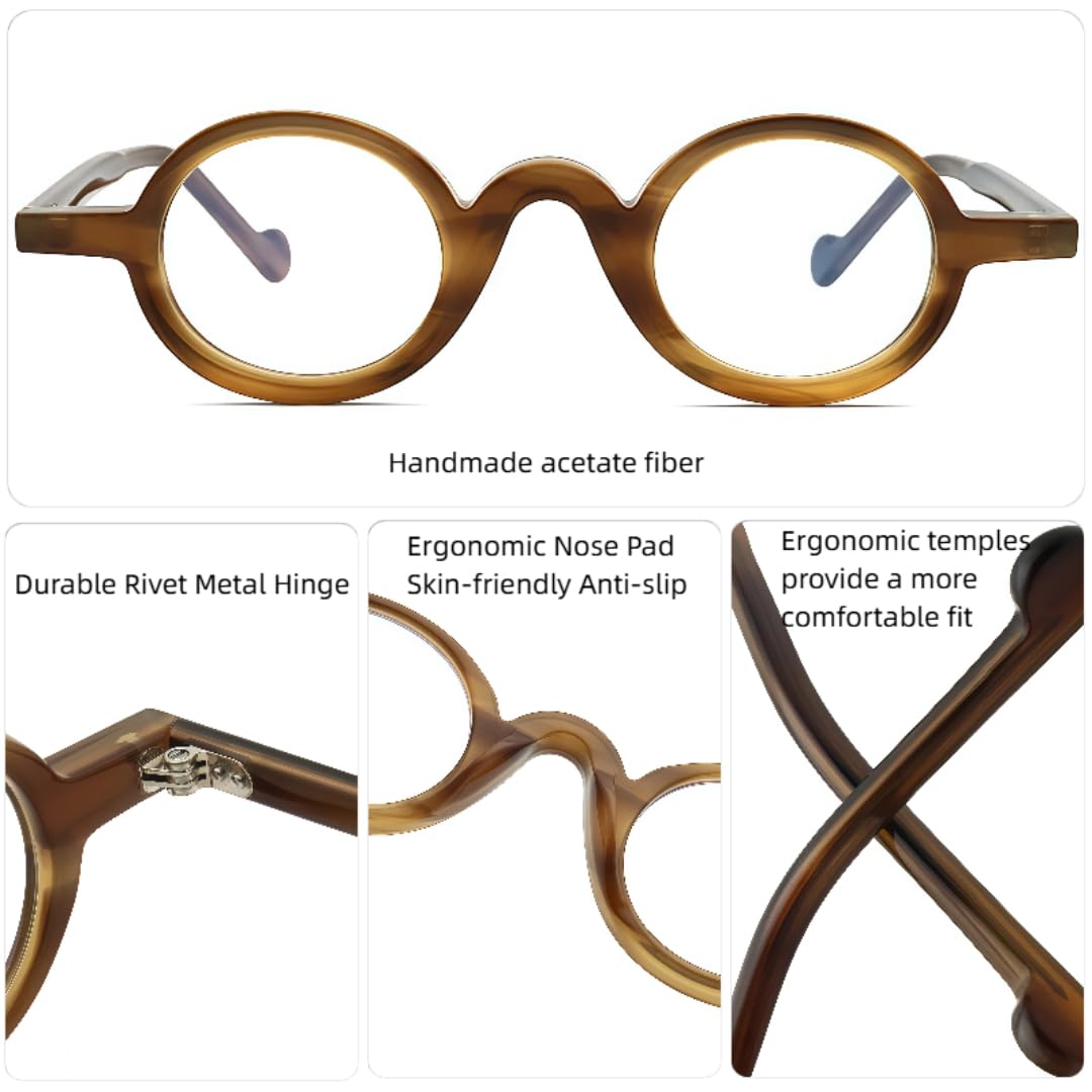 Gafas de sol retro con montura redonda pequeña, monturas de acetato retro, estilo decorativo y a la moda.