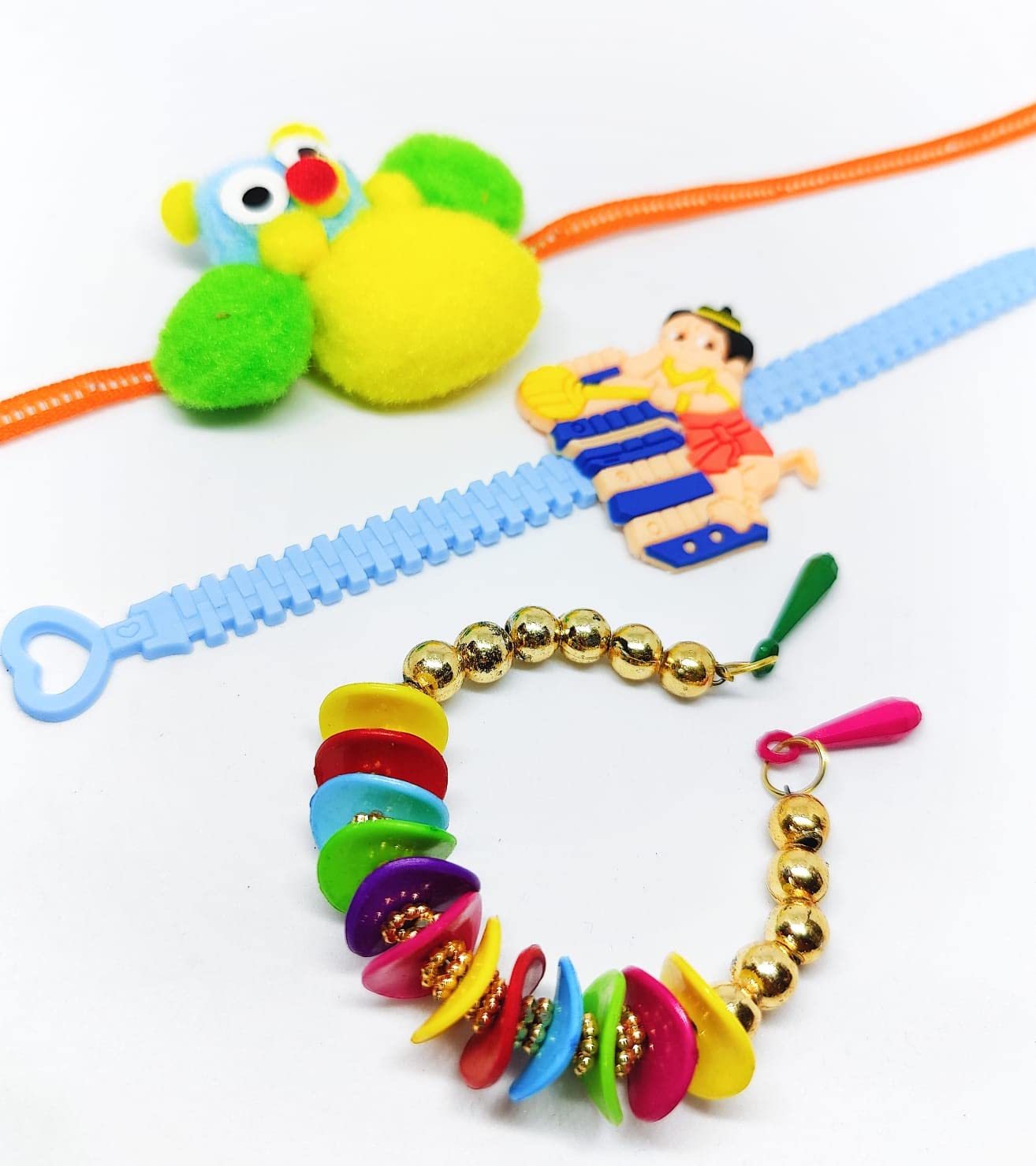 Kids Car Toy Rakhi Set of 3 - Cartoon Character Rakhi for Boys with Roli Chawal Main View