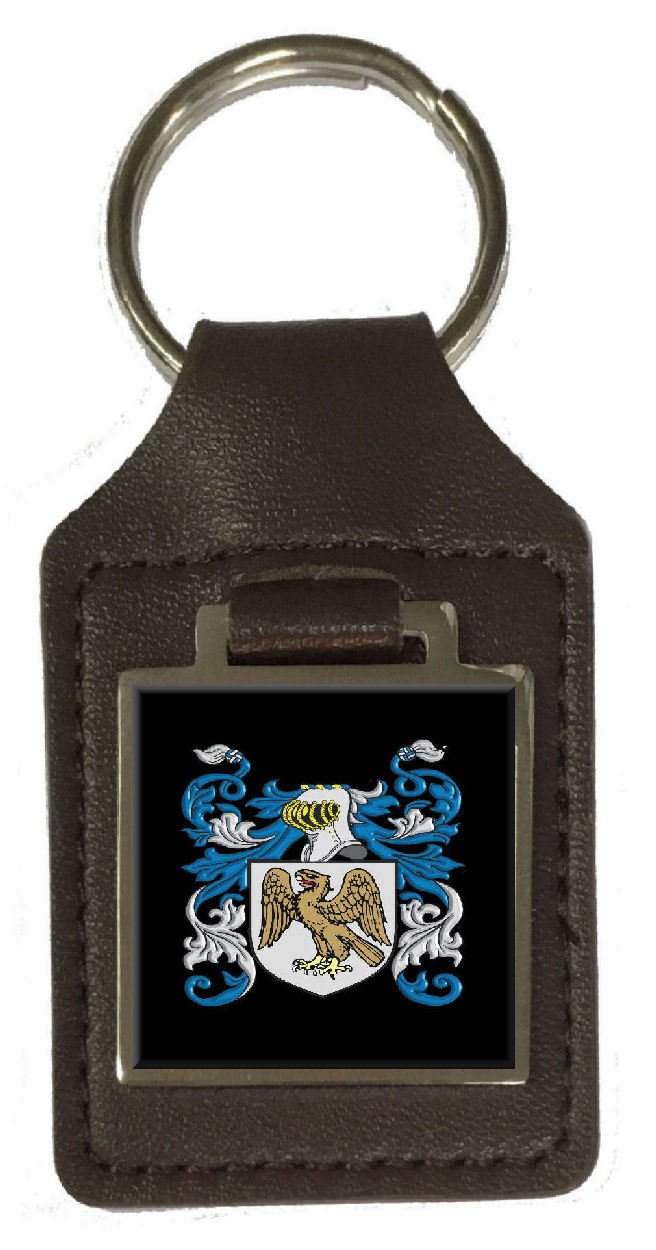 Lorimer - Llavero de Piel con Escudo de la Familia y Apellidos, Color marrón
