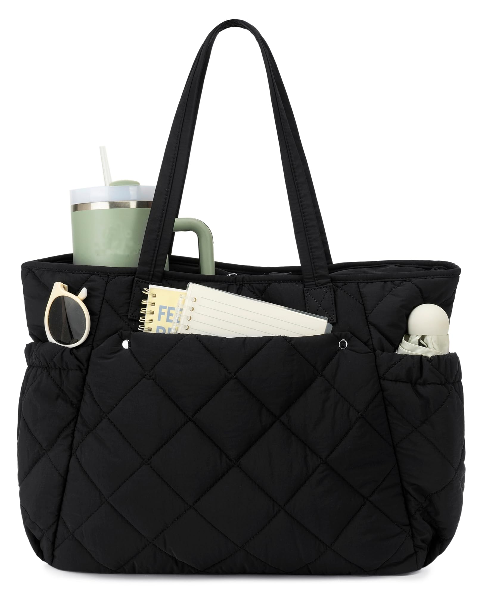 Micmores Puffer Tasche Damen, 16 Zoll Laptoptasche Arbeitstasche Damen Groß, Gesteppte Shopper Handtasche Federleicht, Wasserabweisend Schultertasche für Büro, Schule, Reise & Alltag