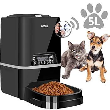 Amazon | 自動給餌器 Iseebiz 猫 犬用ペット自動餌やり機 5L大