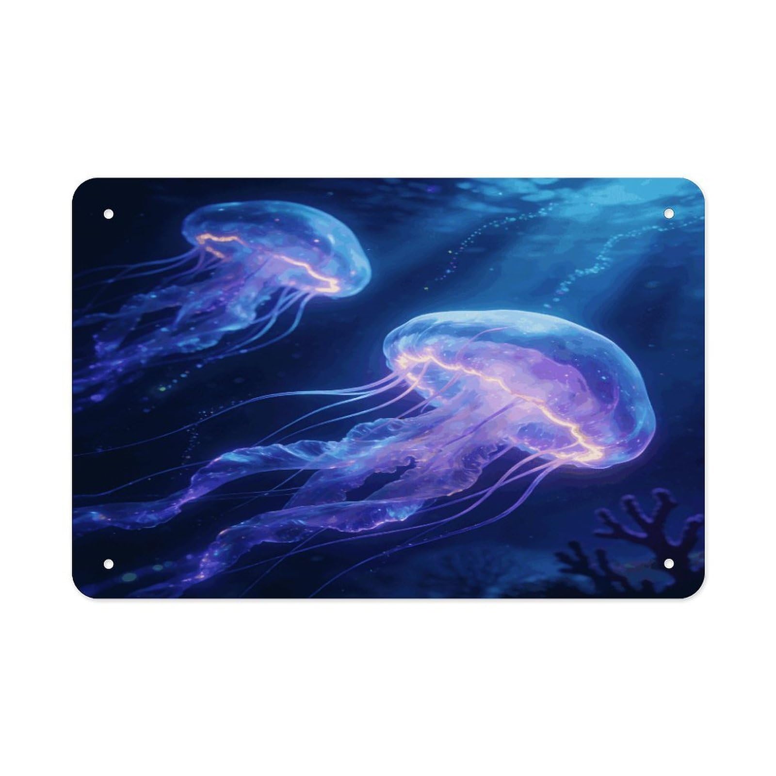 Fodpand Style Jellyfish Wall Art Metal Tin Signs Bar Metal Tin Sign Wall Decor For Home Living Room Bedroom Toilet Hotel Halloween Decor Gifts 7.9X 11.8 Inch