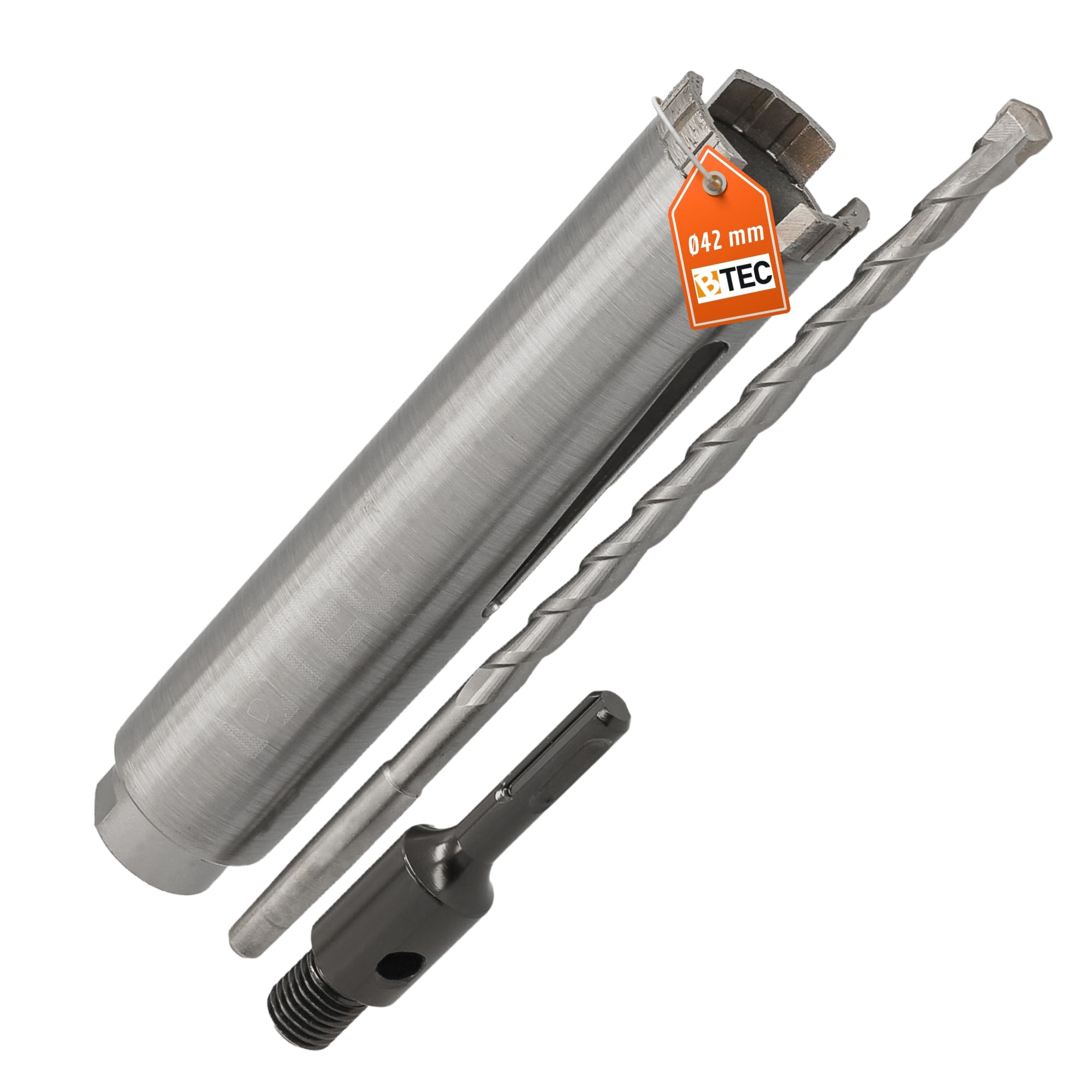 Corona diamantata per trapano SDS-plus, attacco e punta di centraggio, lunghezza utile 180 mm, Ø 42 mm