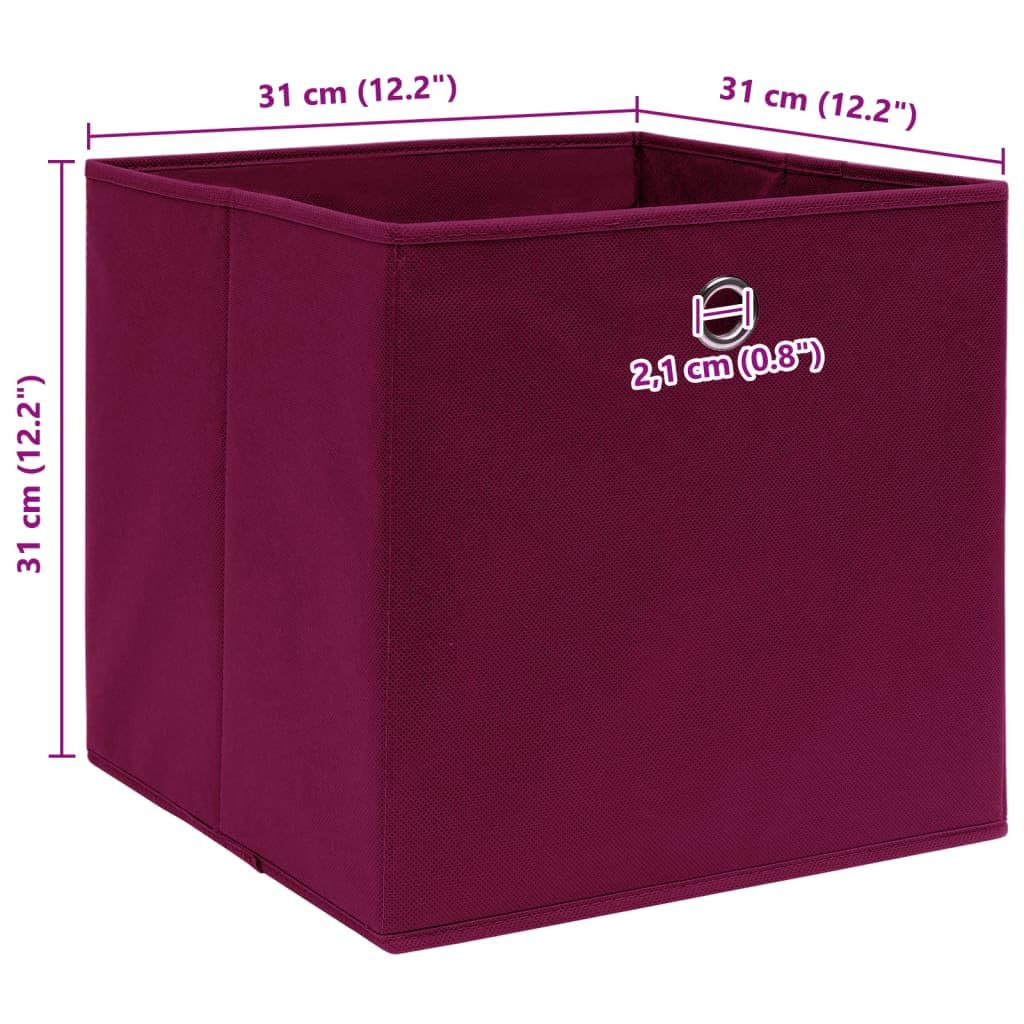 vidaXL 10x Aufbewahrungsbox Zusammenklappbar Spielkiste Regalkorb Faltkiste Korb Kinderbox Box Kiste Regalbox Staubox Dunkelrot 32×32×32cm Stoff
