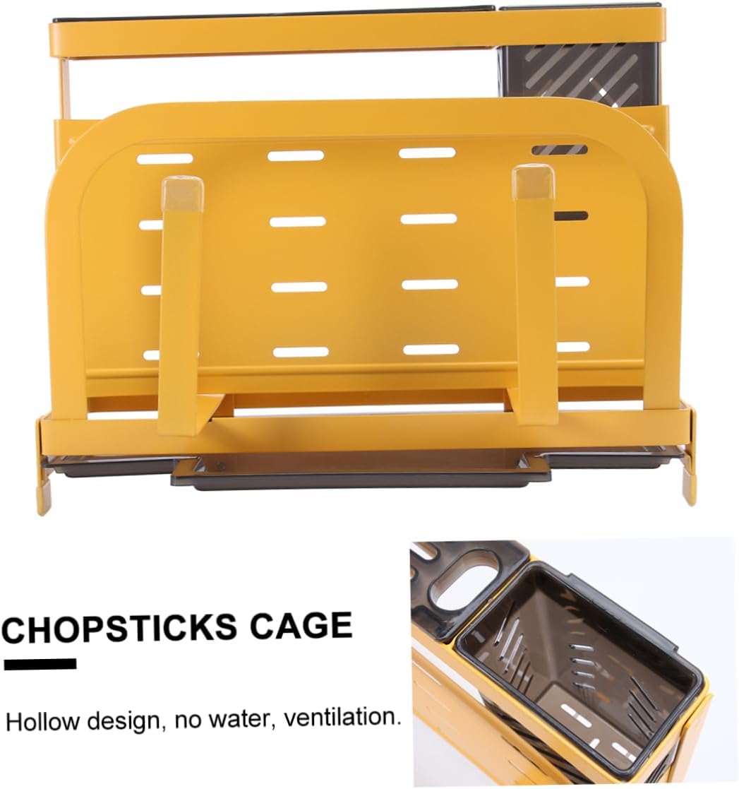 GLEAVI 1Pc Multifunctional Kitchen Rack Yellow Cutting Board Storage Shelf and Utensil Holder Space Saving Design with Slip Features for Home Restaurant and Party Use